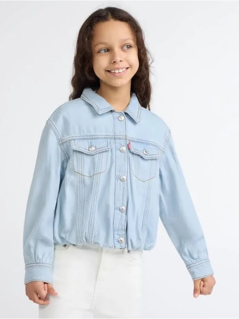 NWT authentic Levi's Girls' Bubble Trucker Denim Jacket  Light Blue Med 10-12